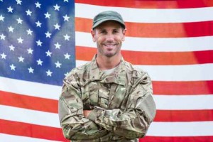 American soldier holding recruitment sign